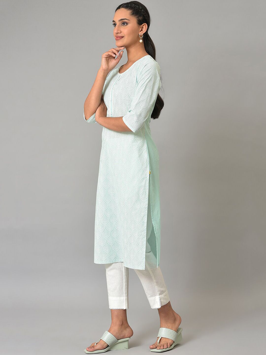 AURELIA Printed Pure Cotton Straight Kurta