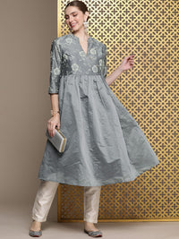 House of Pataudi Floral Printed A-Line Angrakha Jashn Kurta