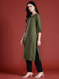Anouk Striped Sequined Straight Kurta