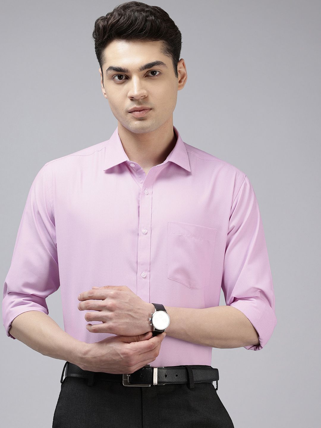 Park Avenue Slim Fit Textured Self Design Formal Shirt
