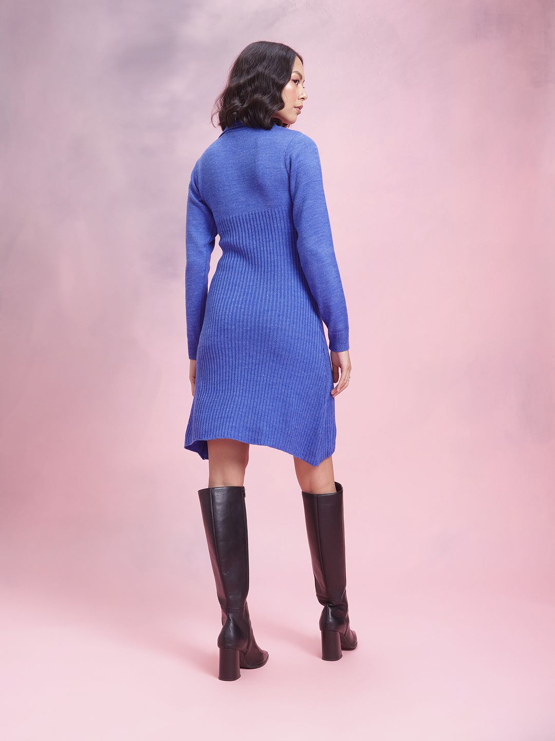 DressBerry Half Zipper A-Line Acrylic Winter Dress