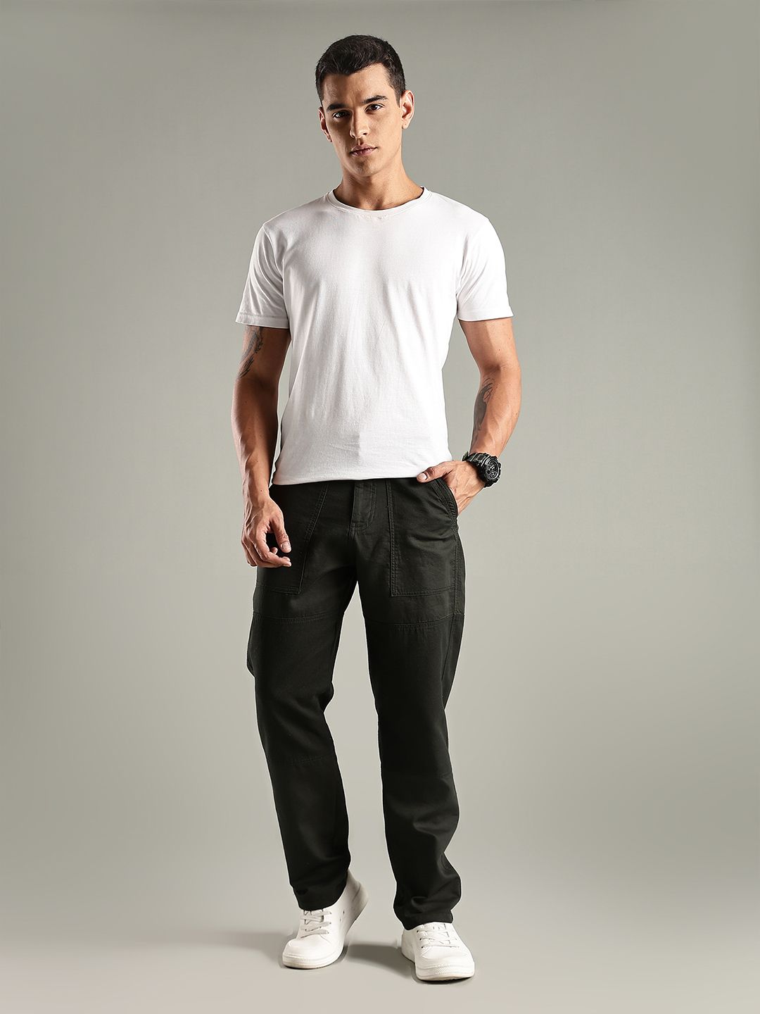 Thomas Scott Men Smart Relaxed Fit Mid-Rise Easy Wash Chinos