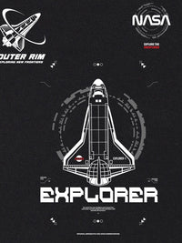 Bewakoof Black Graphic NASA Printed Cotton Oversized T-Shirt