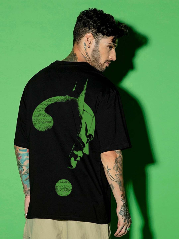 Bewakoof Men Black Batman Printed Pure Cotton Oversized T-shirt