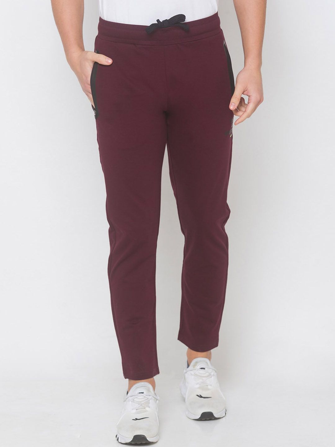 SPYKAR Men Maroon Solid Slim Fit Track Pants
