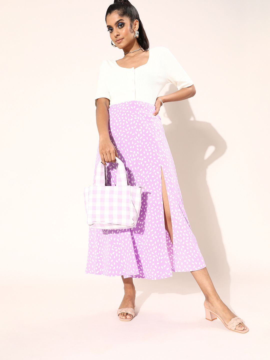 Berrylush Women Purple Printed A-Line Midi Skirt