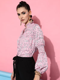 STREET 9 Women Pink Floral Printed Casual Shirt
