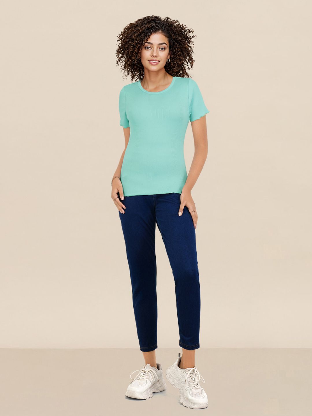 DressBerry Solid Ribbed T-shirt