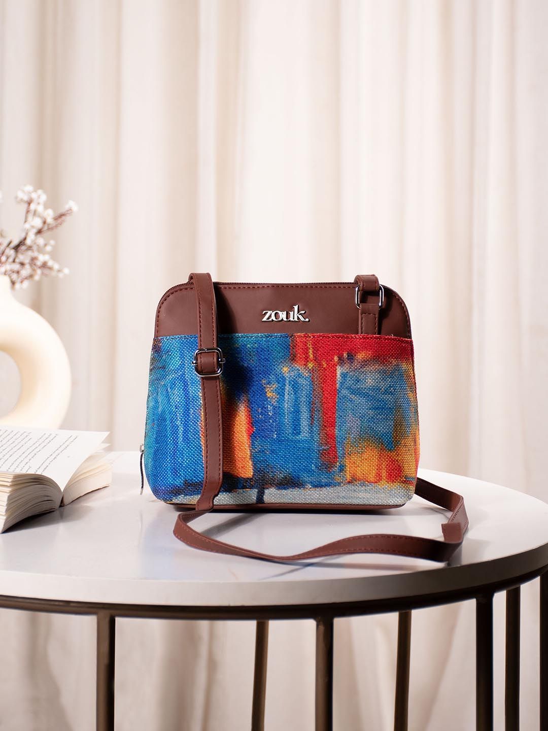 ZOUK Abstract Printed Structured Sling Bag