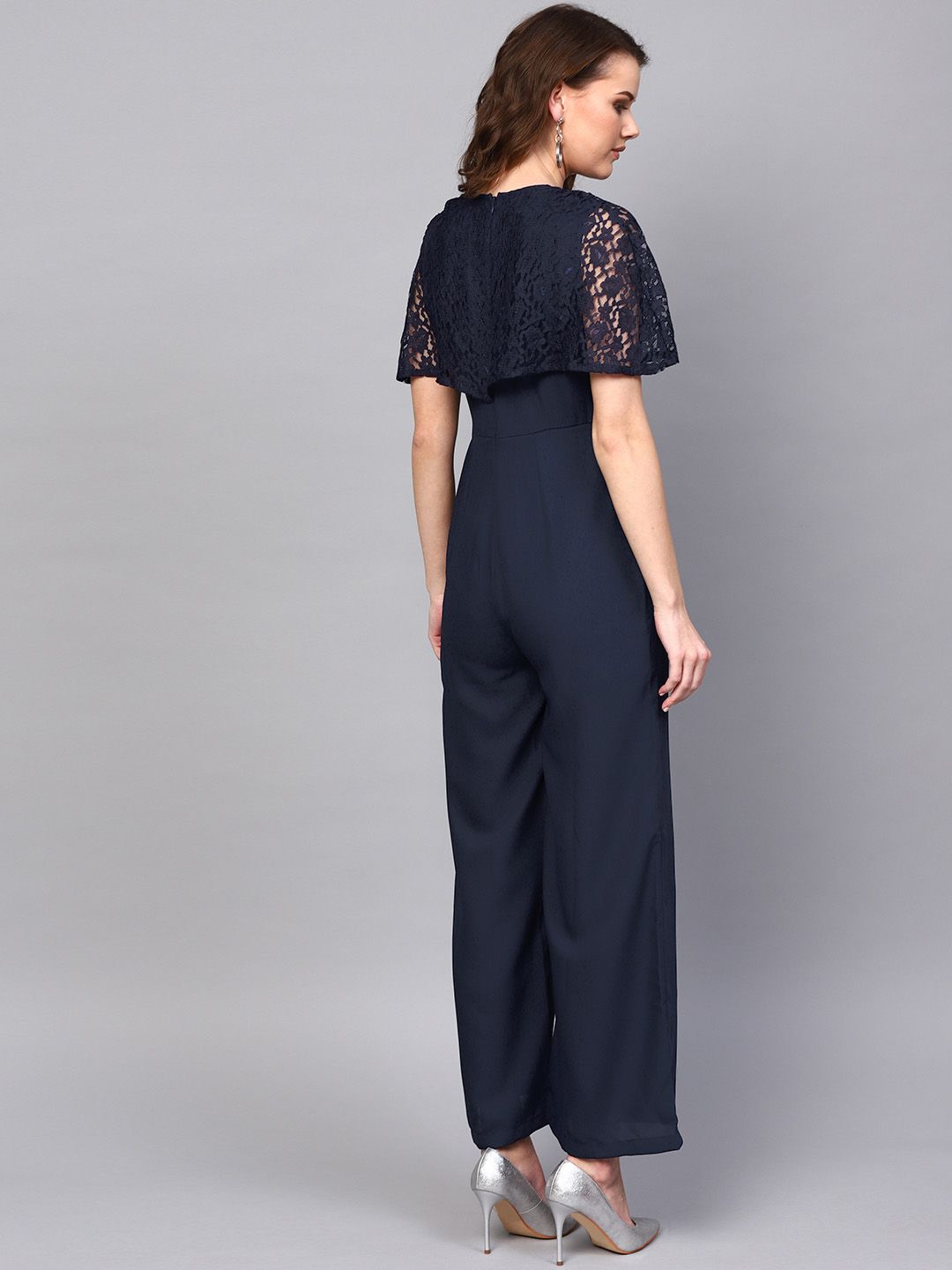SASSAFRAS Navy Blue Solid Basic Jumpsuit