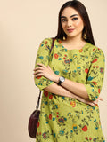 Anouk Women Green & Red Floral Printed Pure Cotton Kurta