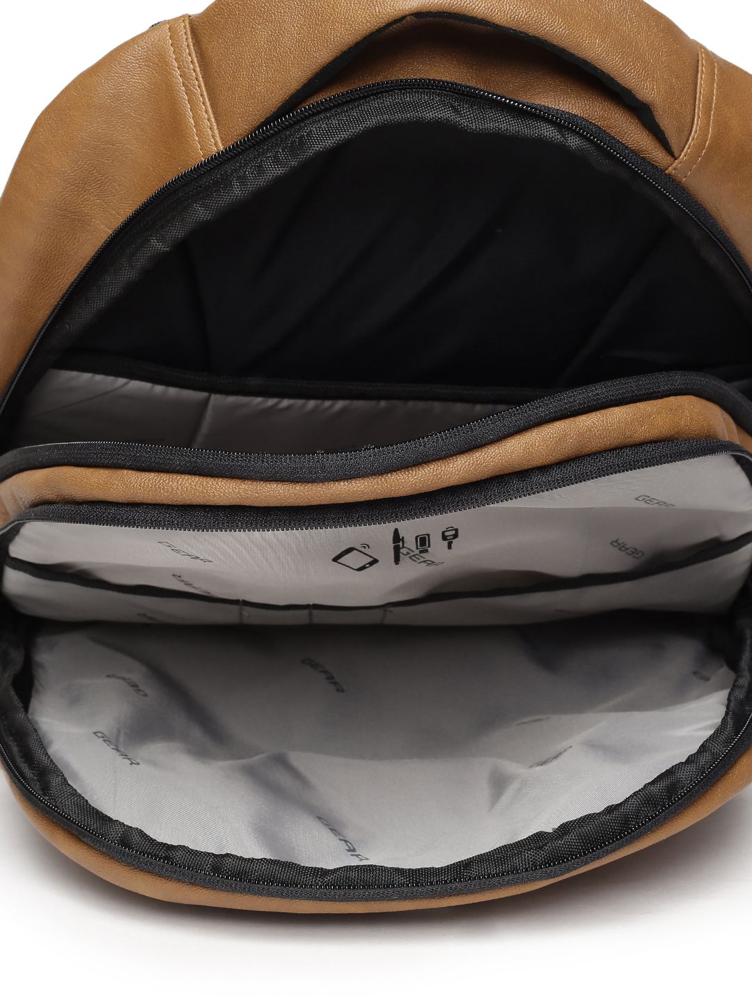 Gear Unisex Brown Faux Leather Solid Backpack