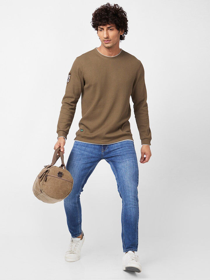 SPYKAR Slim Fit Full Sleeves Round Neck Cotton Sweatshirt