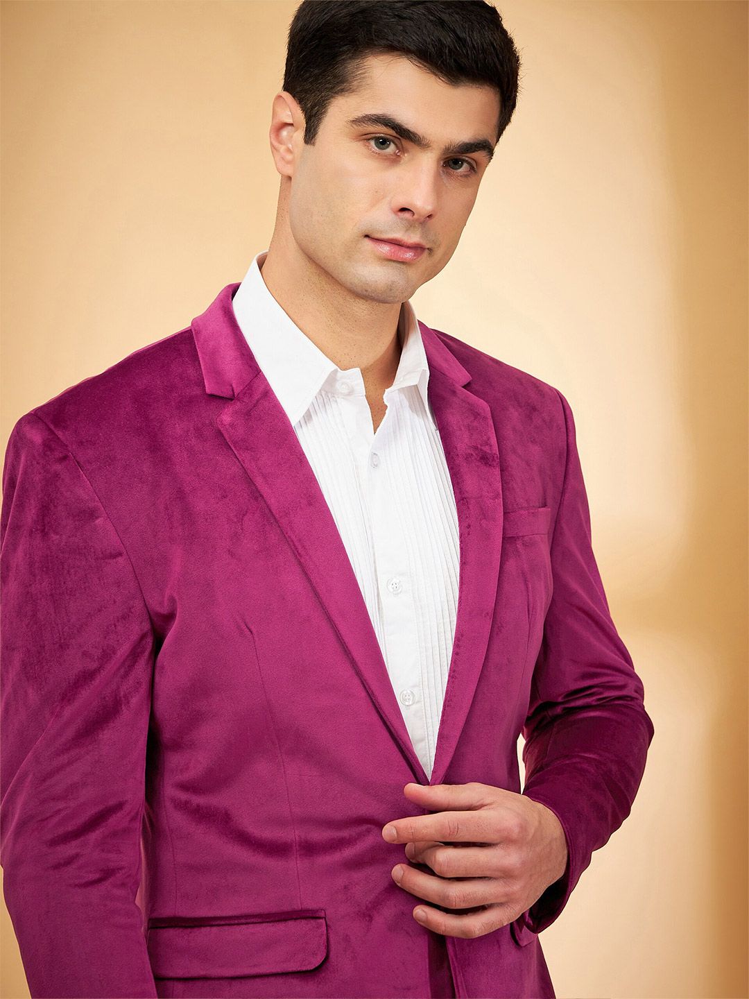 DENNISON Men Single Breasted Velvet Blazer