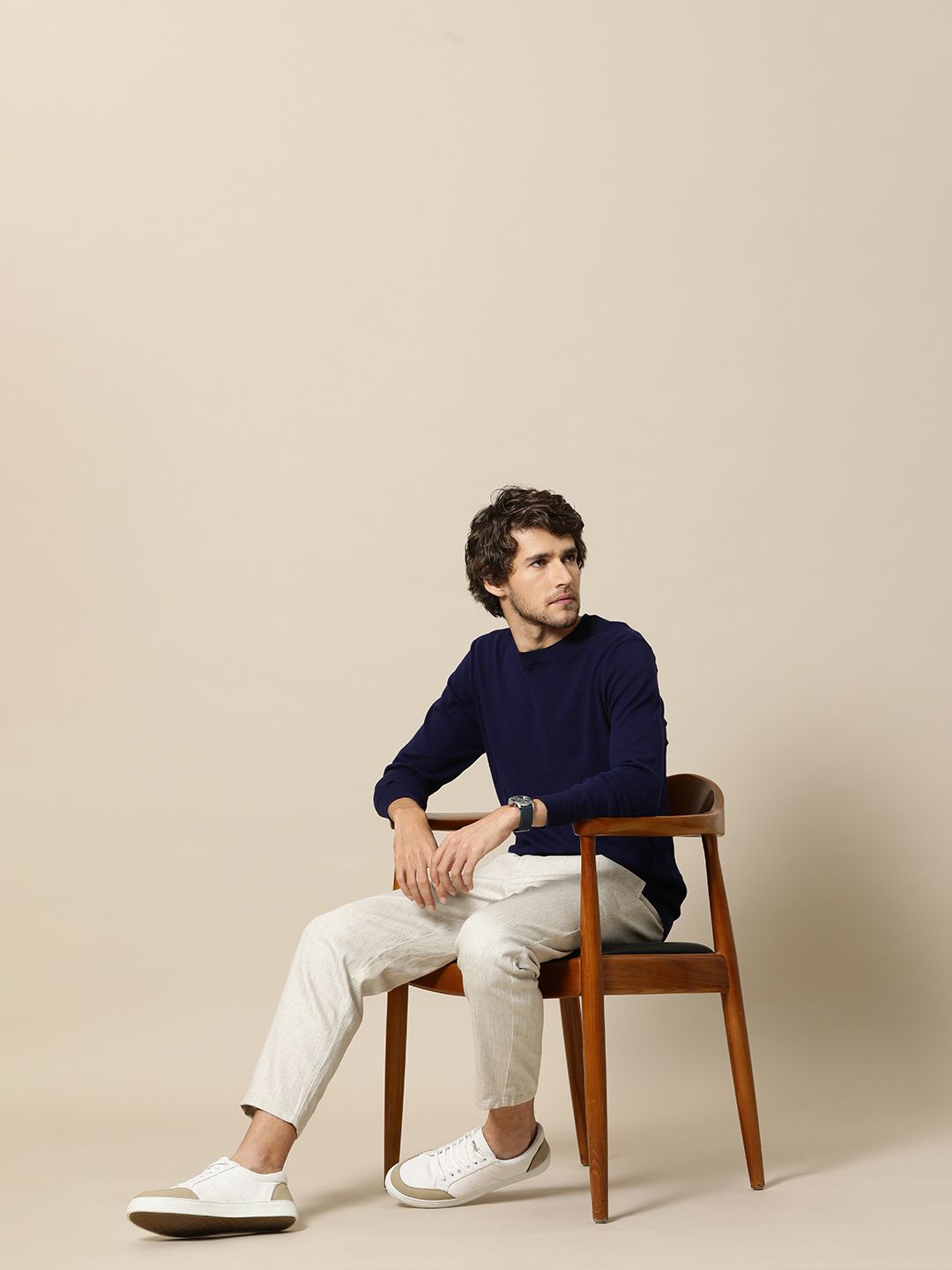 Mr Bowerbird Men Dark Blue Round Neck T-shirt