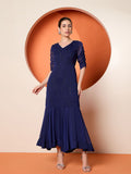 Antheaa Women Embellished Chiffon Three-Quarter Sleeves Maxi Dress