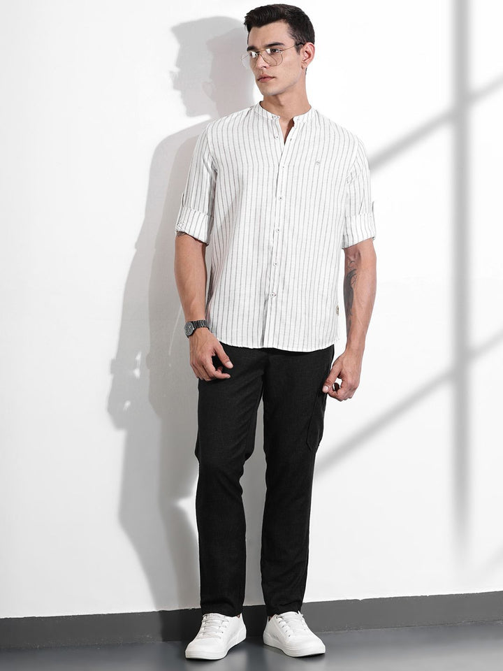 Thomas Scott Men Premium Slim Fit Opaque Striped Casual Shirt