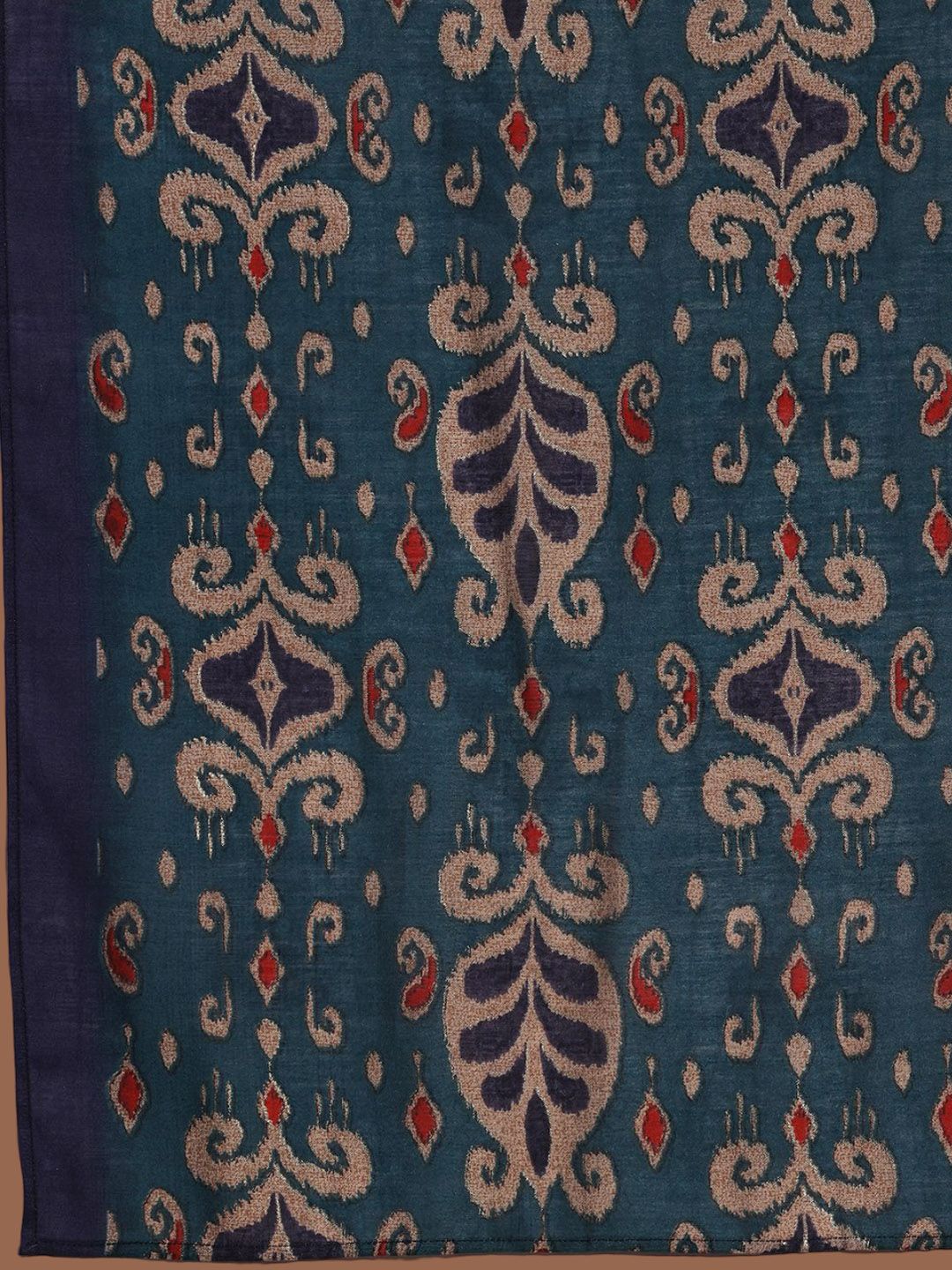 Libas Blue Floral embroidered Zari Kurta With Trousers & Dupatta