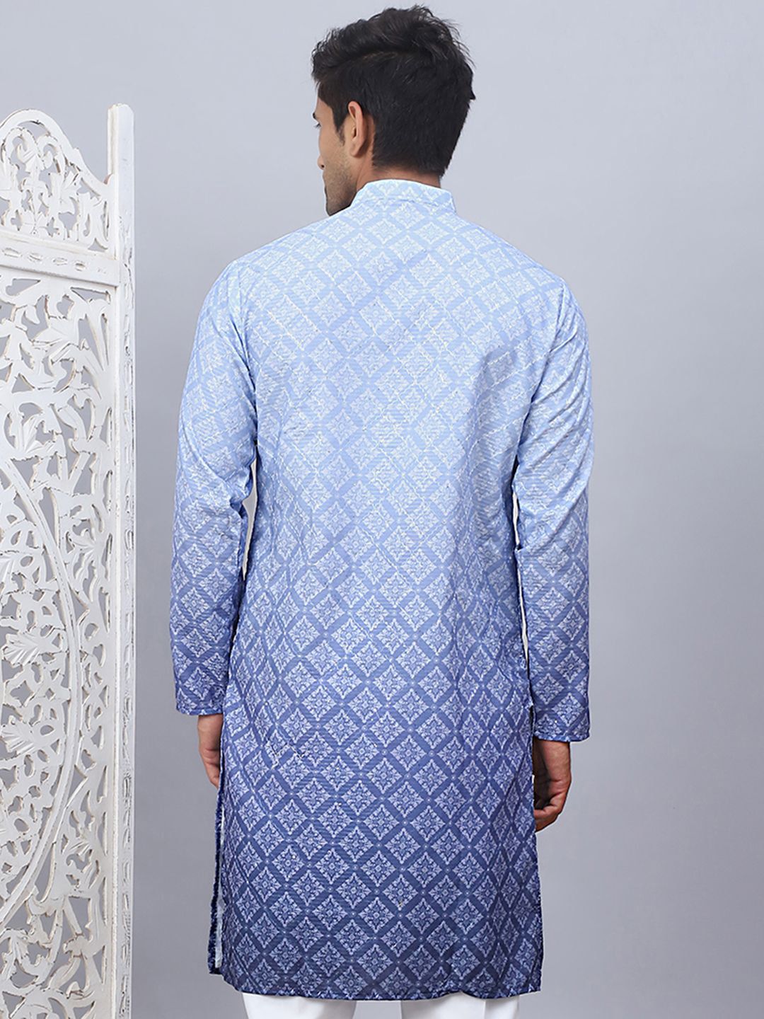 Jompers Ethnic Motifs Printed Mandarin Collar Straight Kurta