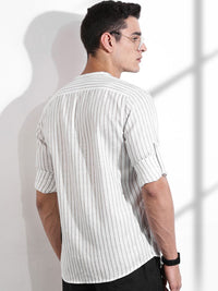 Thomas Scott Men Premium Slim Fit Opaque Striped Casual Shirt