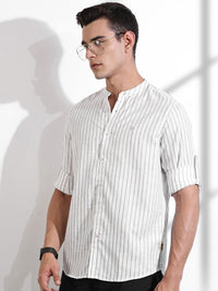 Thomas Scott Men Premium Slim Fit Opaque Striped Casual Shirt