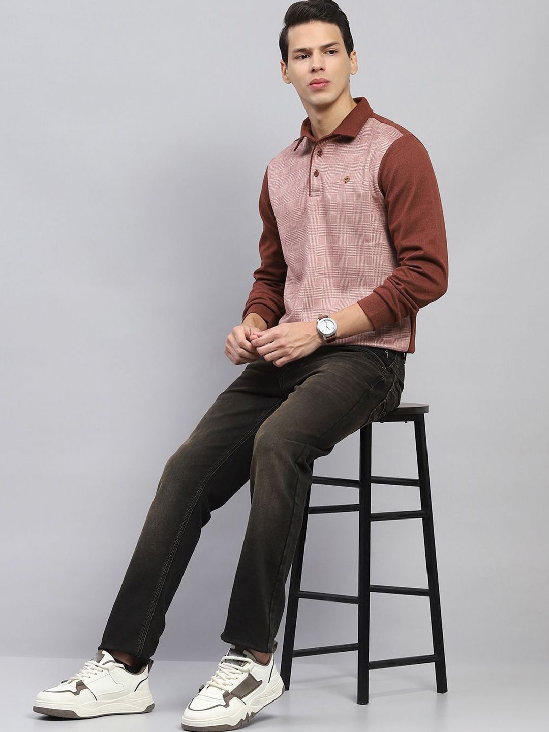 Monte Carlo Men Self Design Cotton Sweatshirt