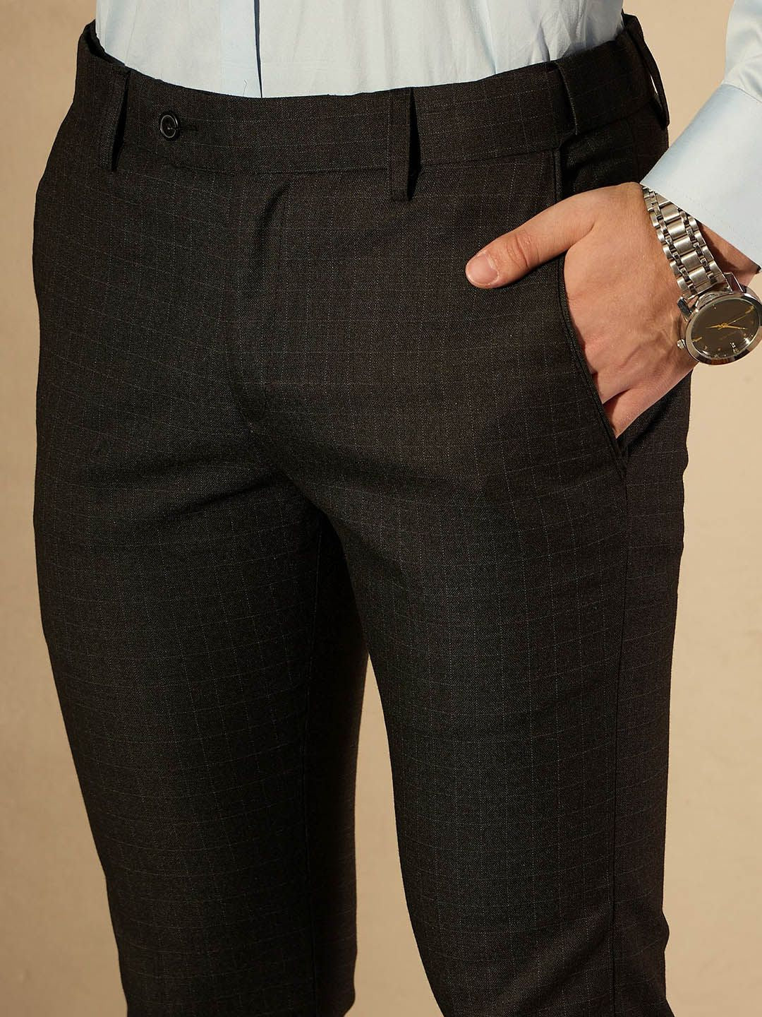 DENNISON Men Autofit Flexi waist Checked Trouser