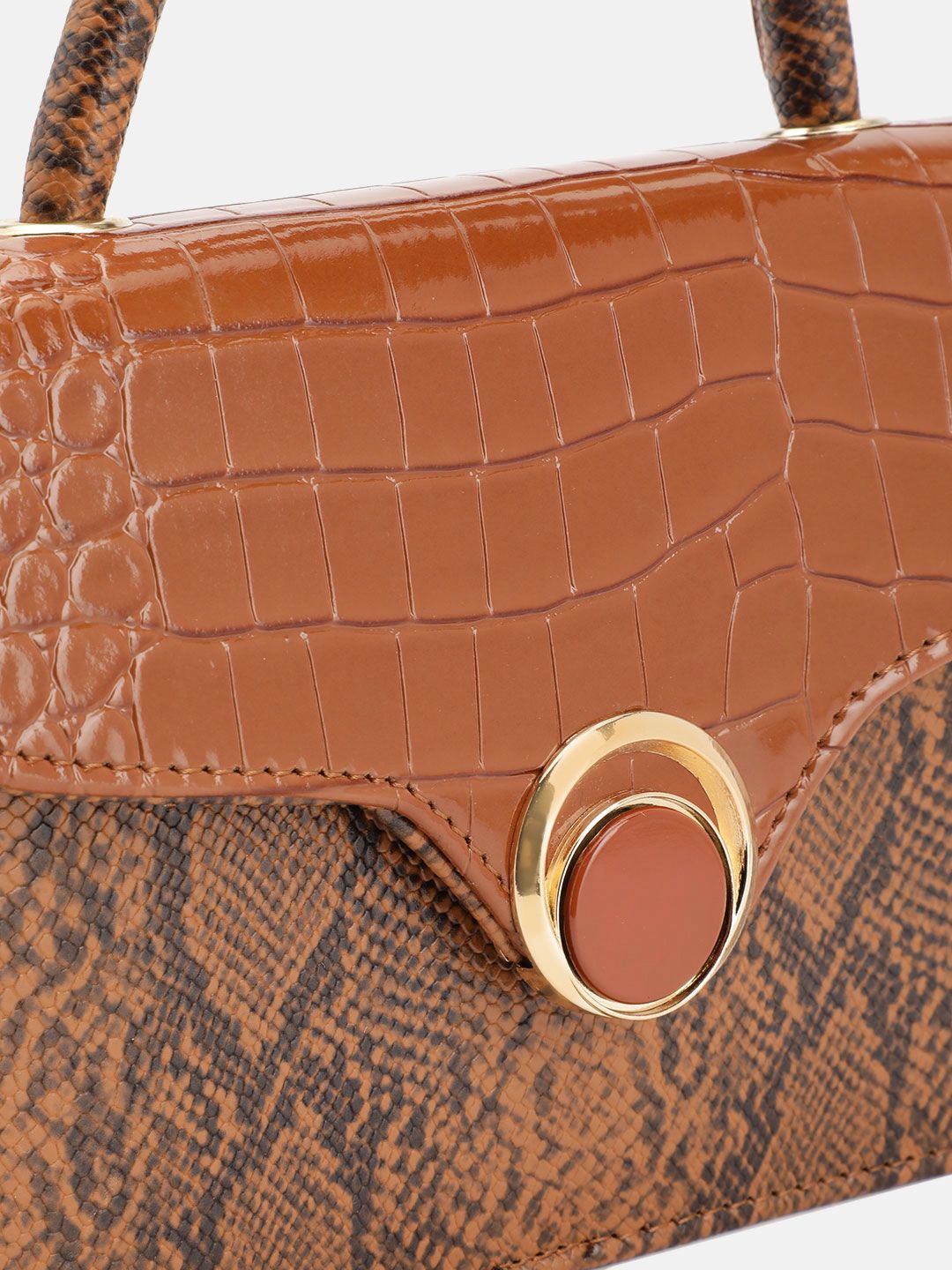 DressBerry Snake Skin Textured Satchel