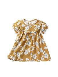 YK Floral Print Puff Sleeve Fit & Flare Mini Dress