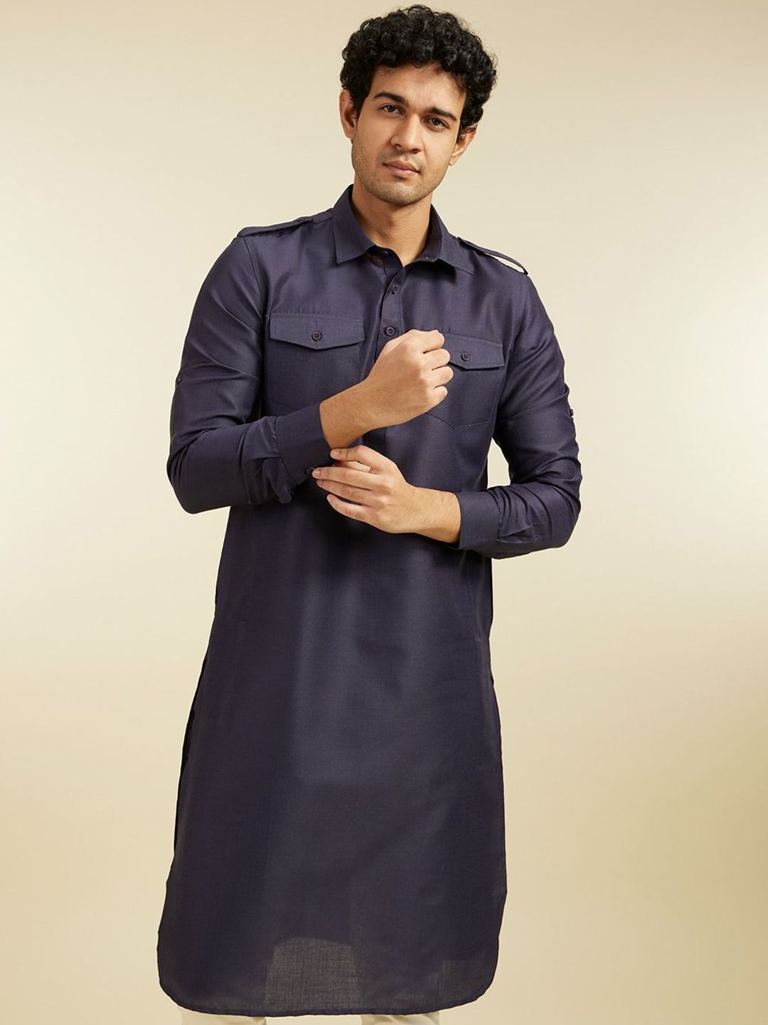 Diwas by Manyavar Shirt Collar Pathani Kurta
