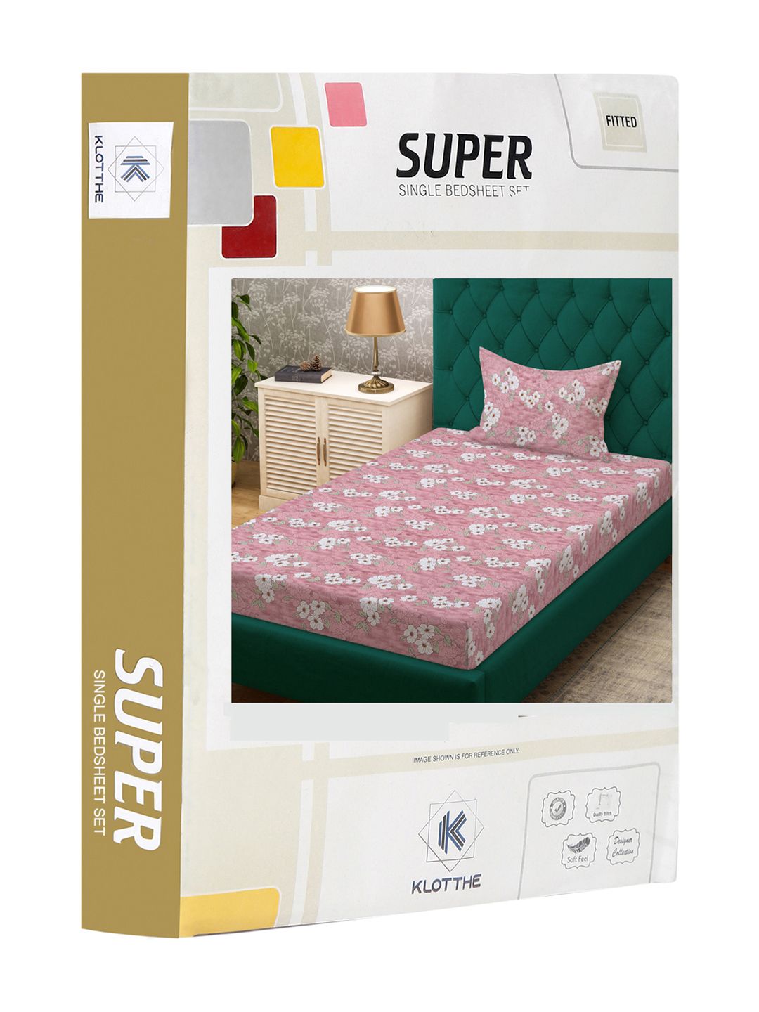 KLOTTHE Pink & White Printed Pure Cotton 400 TC Single Bedsheet With Pillow Cover