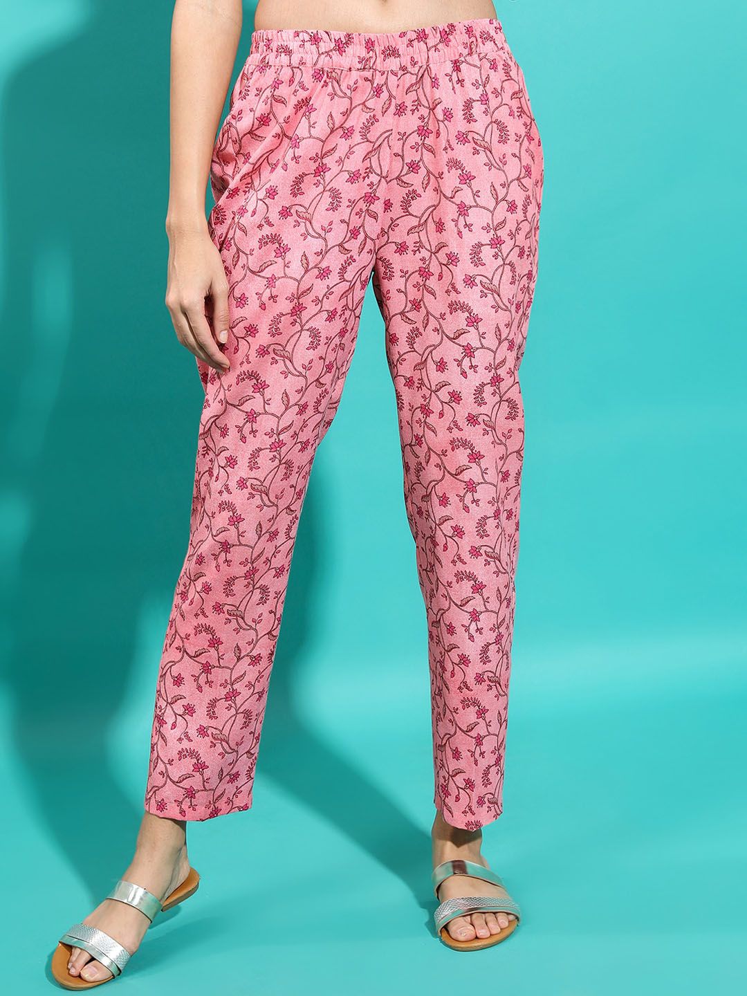 Vishudh Floral Printed Angrakha A-Line Kurta & Trousers With Dupatta