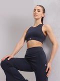 HRX by Hrithik Roshan Solid Crop Top with Bootcut Pants Yoga Tracksuit