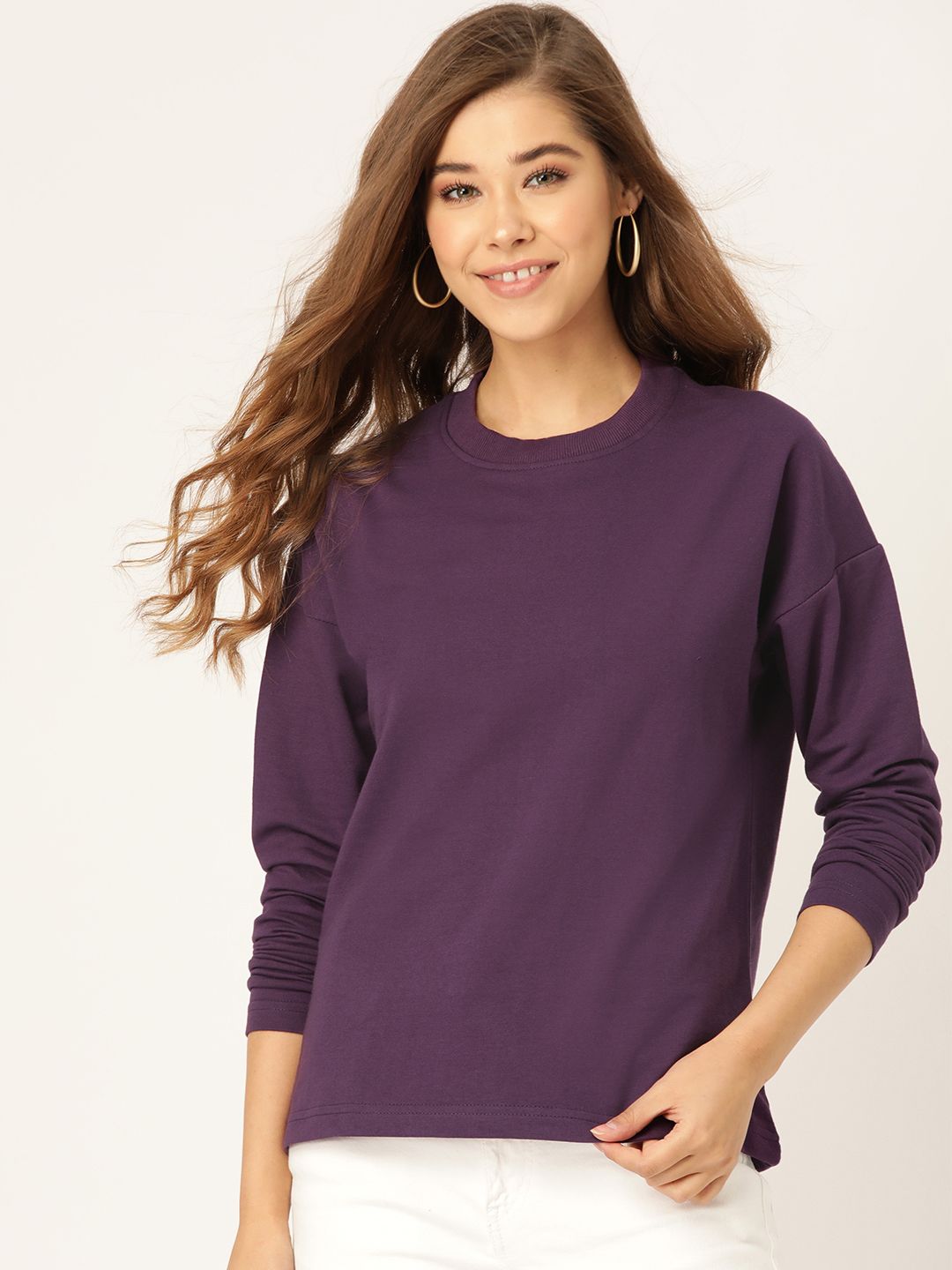DressBerry Women Purple Solid Sweatshirt