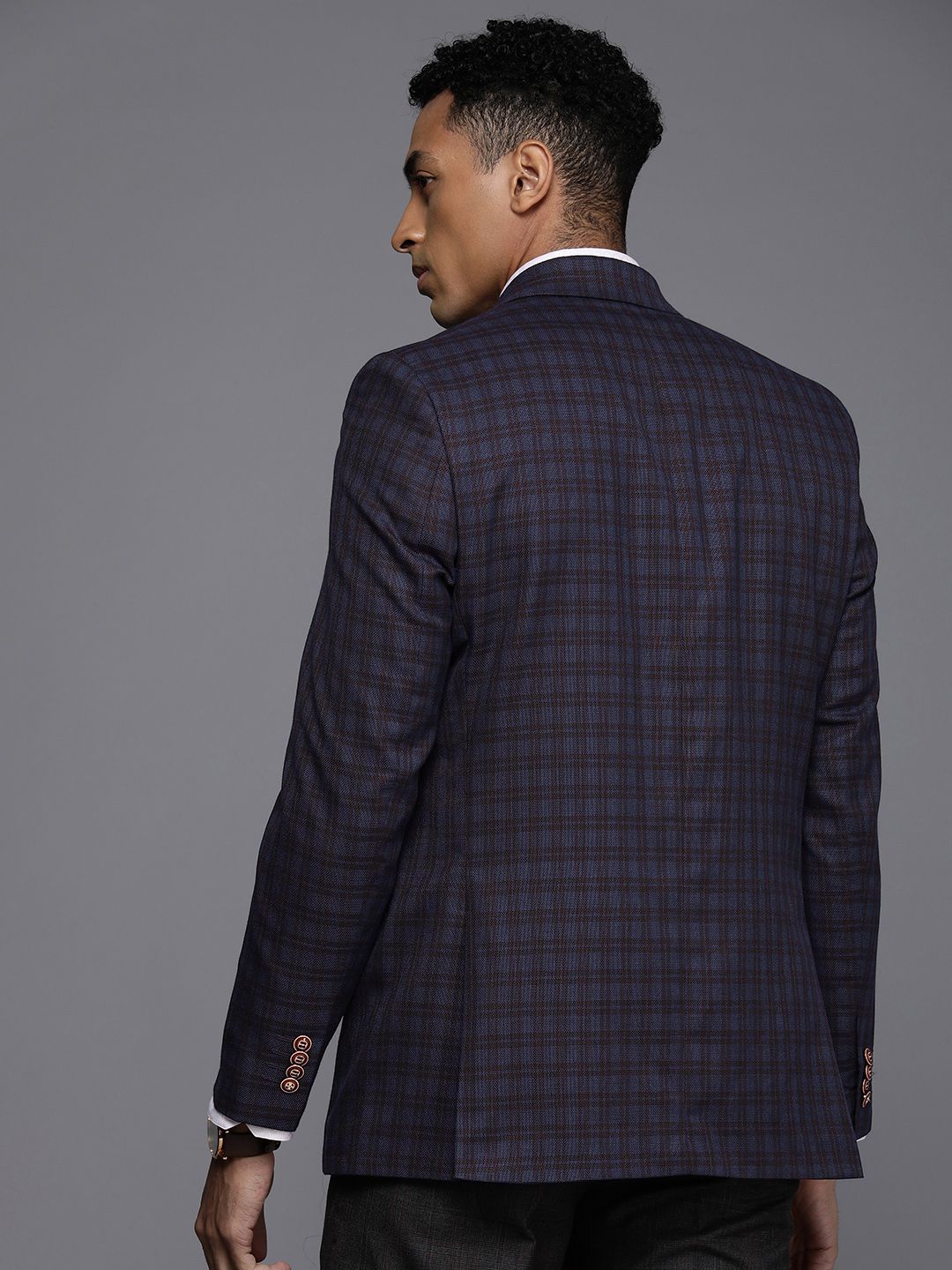 Raymond Men Contemporary Fit Checked Formal Blazer