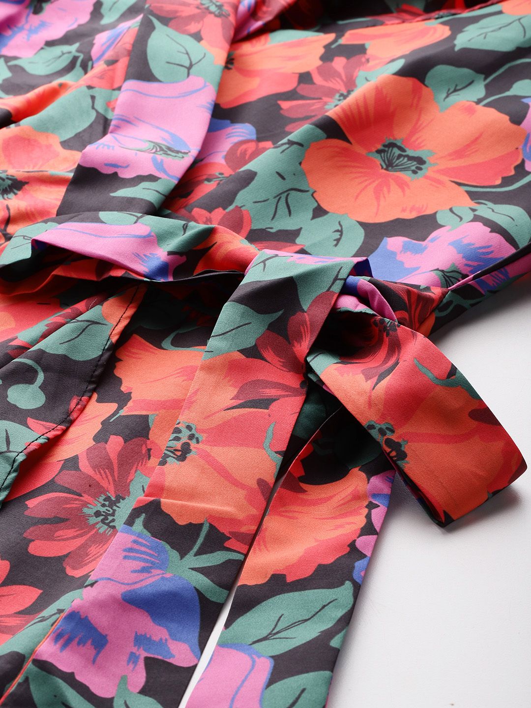 DressBerry Floral Print Midi Wrap Dress