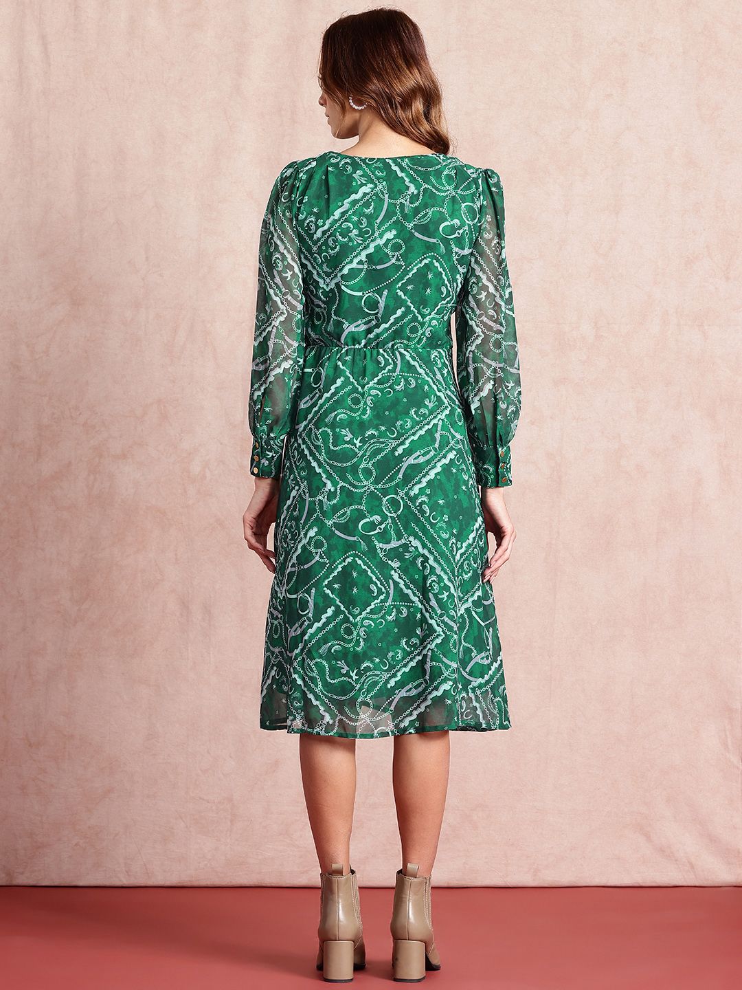 all about you Print Belted A-Line Midi Dress