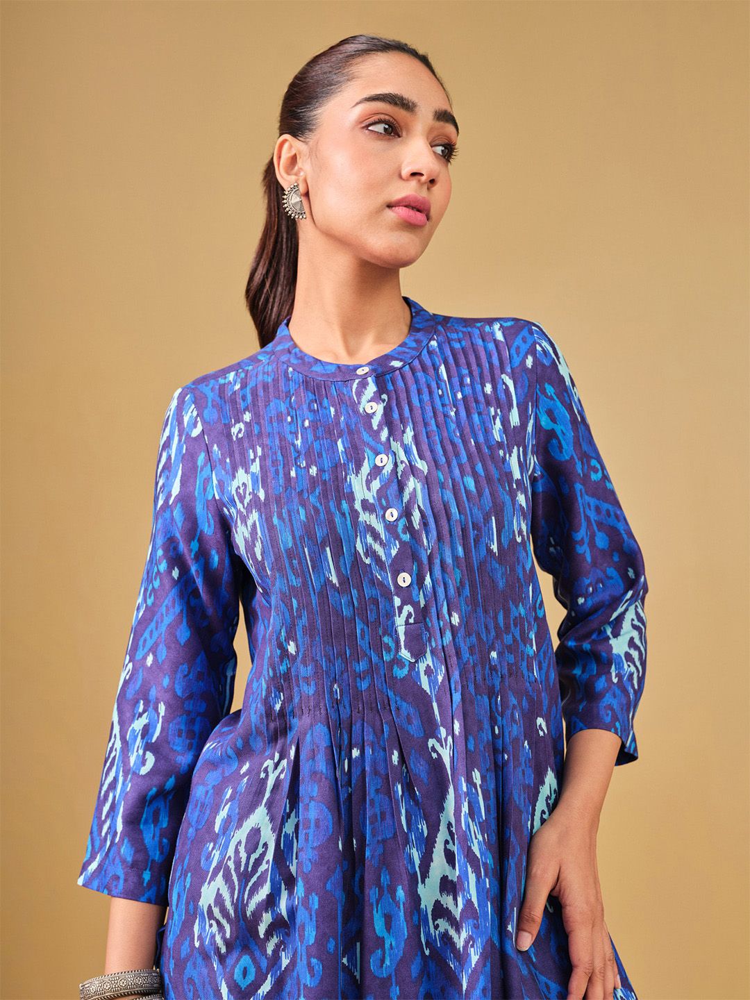 Global Desi Printed Pleated Straight Kurta