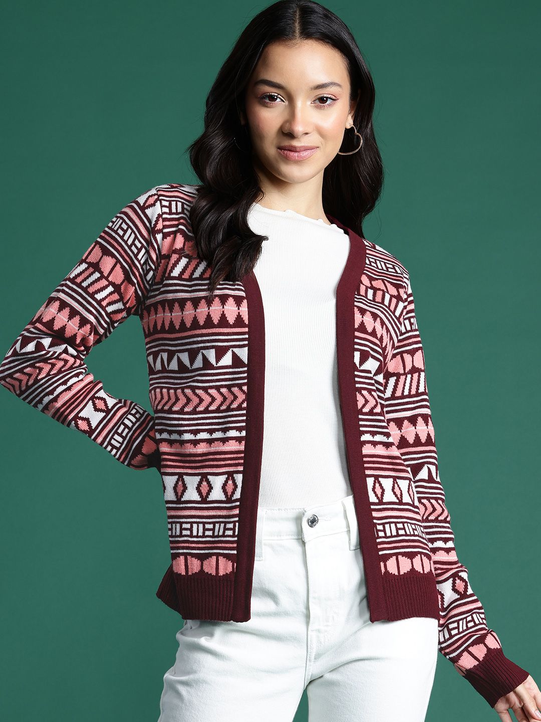 DressBerry Self Designed Front Open Sweater