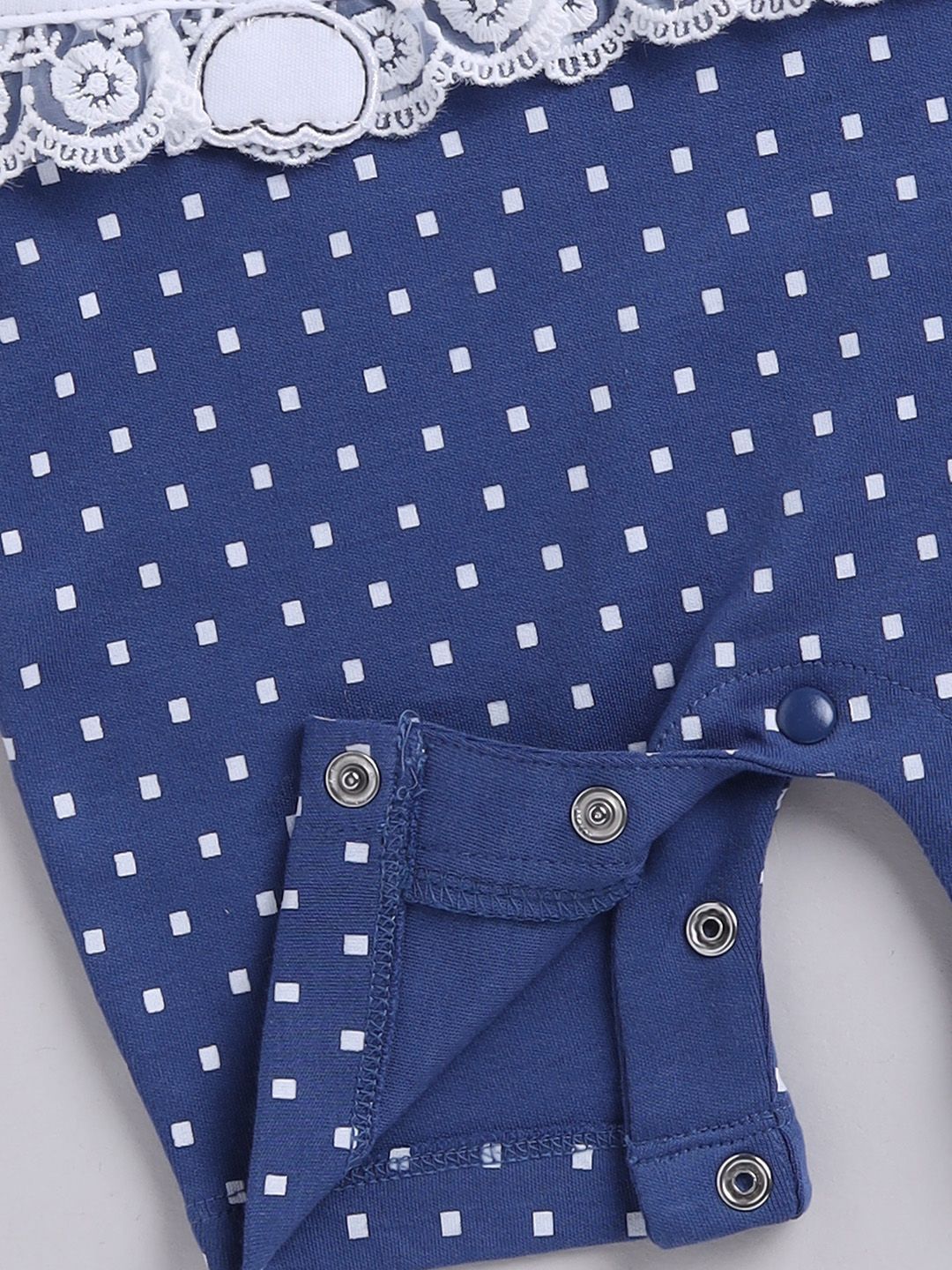 Moms Love Infant Girls Printed Cotton Rompers with Applique Detail