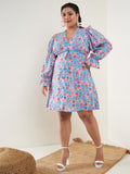 SASSAFRAS Curve Floral Printed Empire Dress
