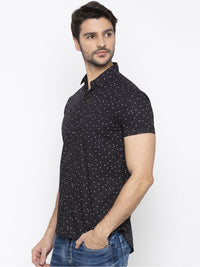 SPYKAR Men Black & White Slim Fit Printed Casual Shirt