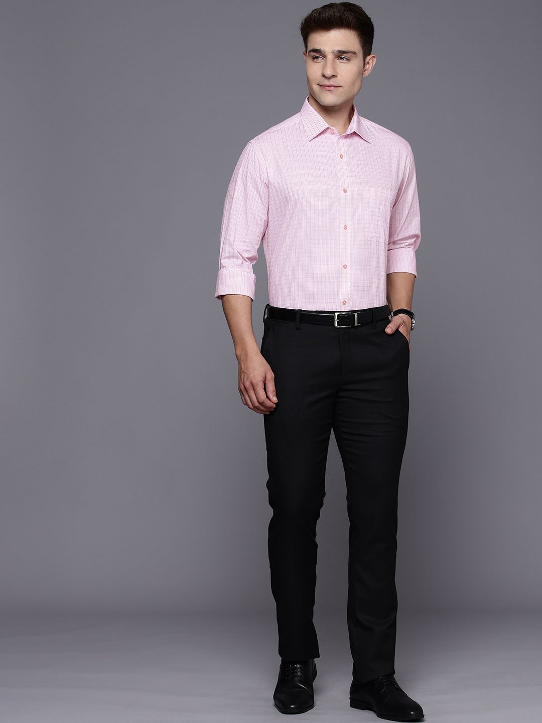 Raymond Pure Cotton Slim Fit Checked Formal Shirt