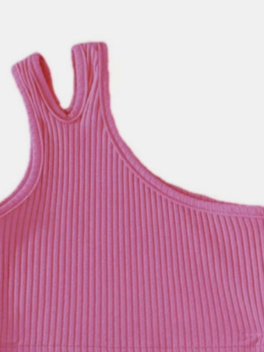 YK Girls Solid One Shoulder Sleeveless Crop Top