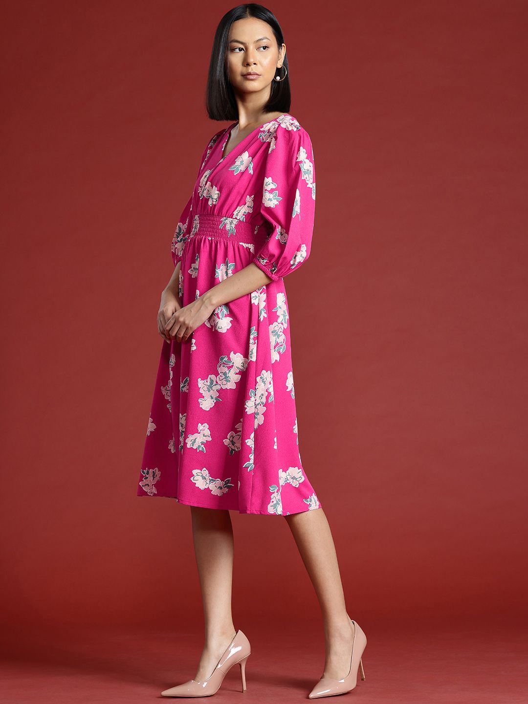 all about you Floral Printed Midi Fit & Flare Dress