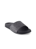 Metro Women Gunmetal-Toned Shimmer Open Toe Flats