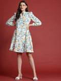 all about you Pure Cotton Floral Print Tiered Detail A-Line Dress