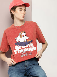 DILLINGER Graphic Printed Washed Effect Oversized Pure Cotton T-shirt