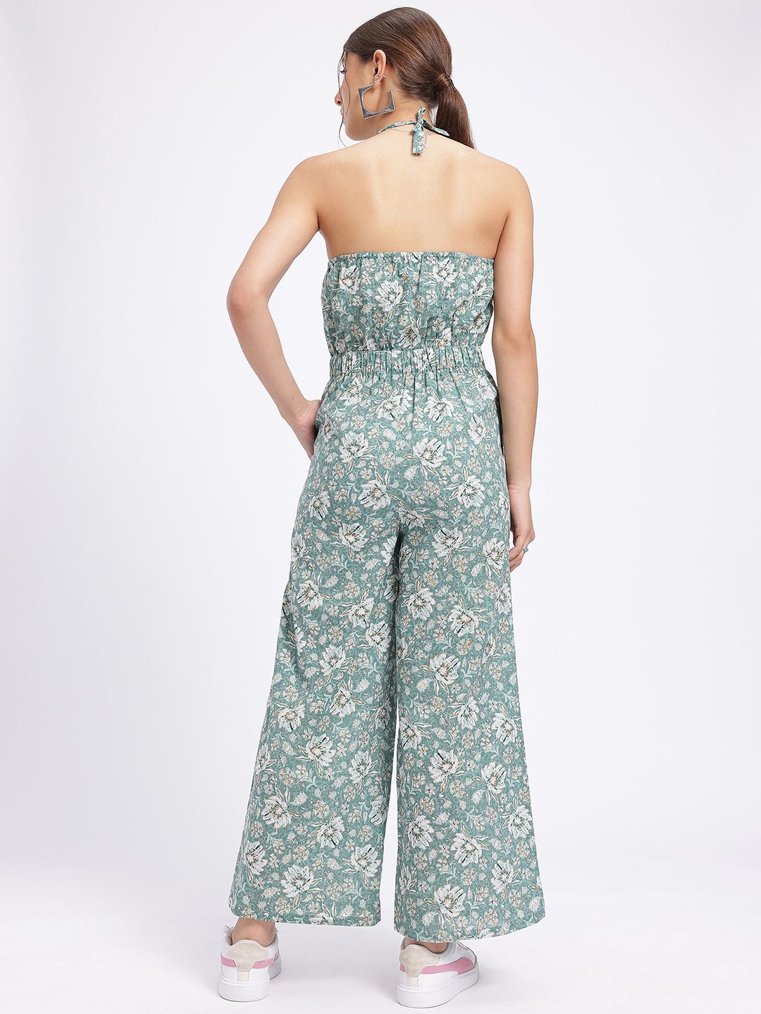 DressBerry Floral Glam Halter Leher Jumpsuit Asas
