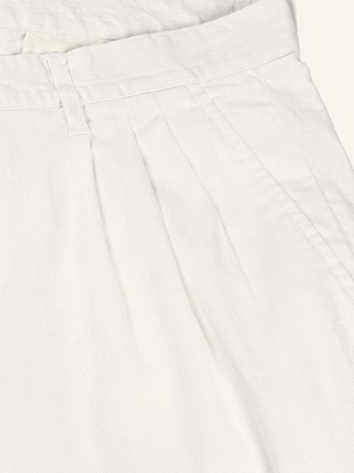 Thomas Scott Men Smart Pleated Linen Cotton Chinos Trousers